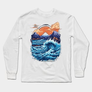 Great waves at the sunset Long Sleeve T-Shirt